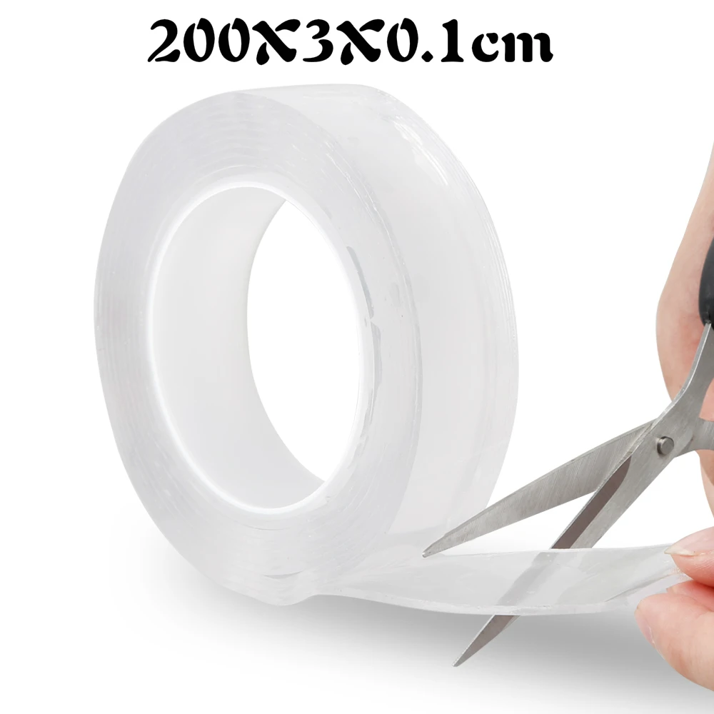 200X3X0.1cm Многофункциональная Двухсторонняя клейкая нано-лента бесследная моющаяся Съемная клейкая лента домашний уличный гелевый стикер на ручку домашний инструмент - Цвет: 200X3X0.1cm