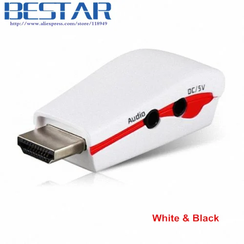 Адаптер HDMI штекер VGA Женский белый и черный цвет с питанием от USB аудио видео|vga
