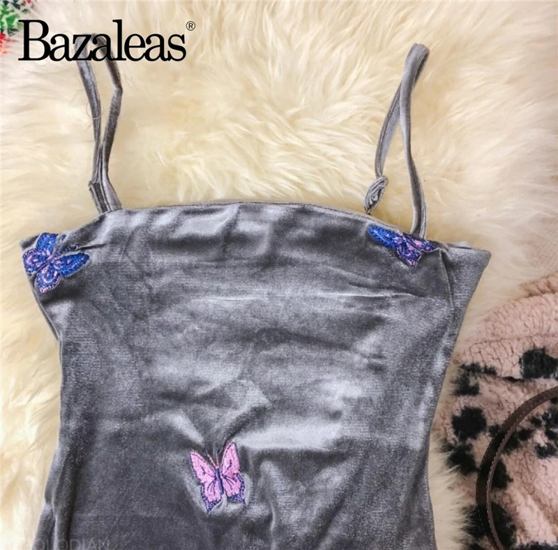 Женское бархатное мини-платье Bazaleas серое облегающее платье на бретельках с