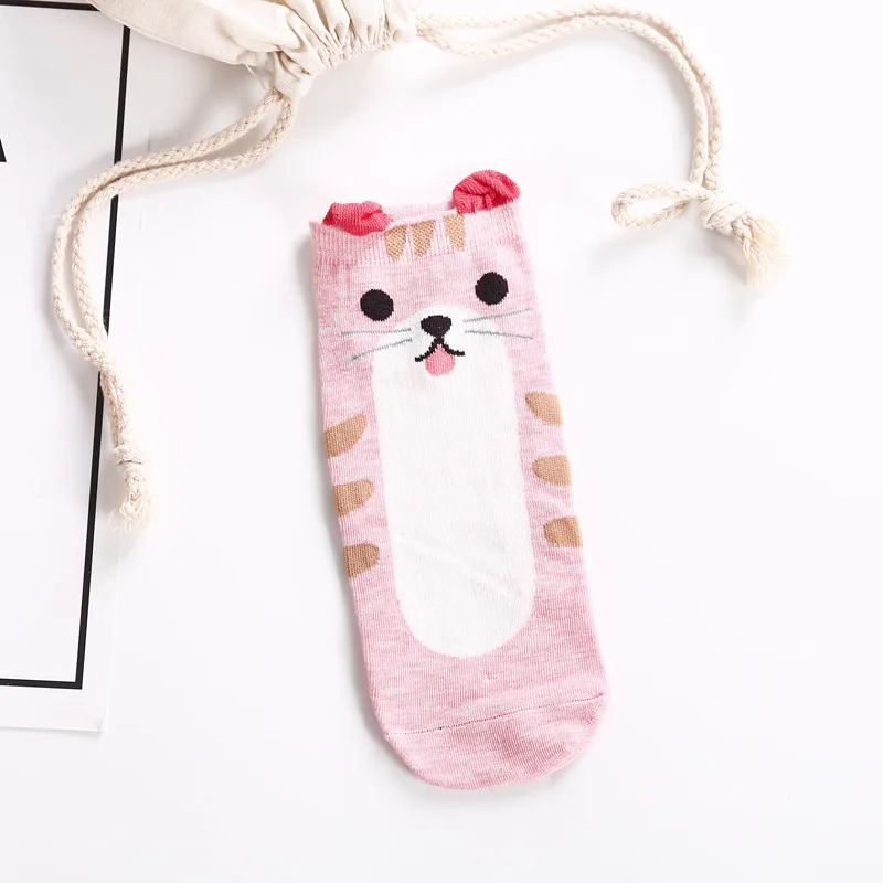 Женские носки с объемными ушками Kawaii Animal хлопковые до щиколотки объемным