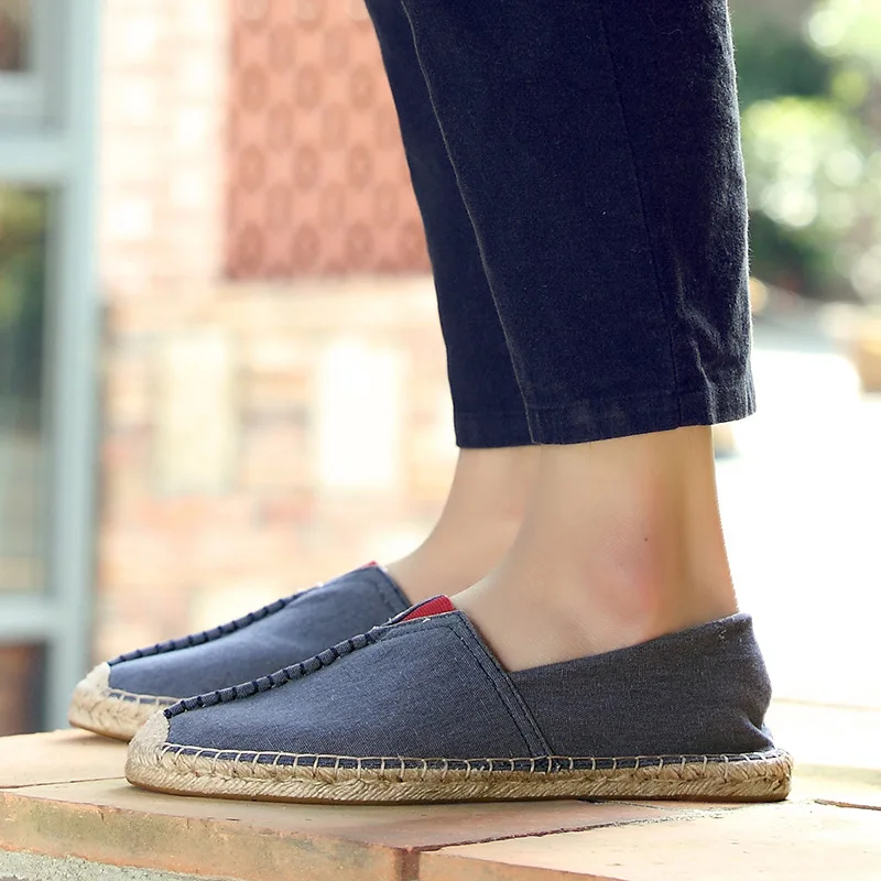 

AKZ Summer loafers Men's casual shoes Canvas shoes for men Hemp Comfortable Breathable Fisherman Shoes Male Shoes size 39-45