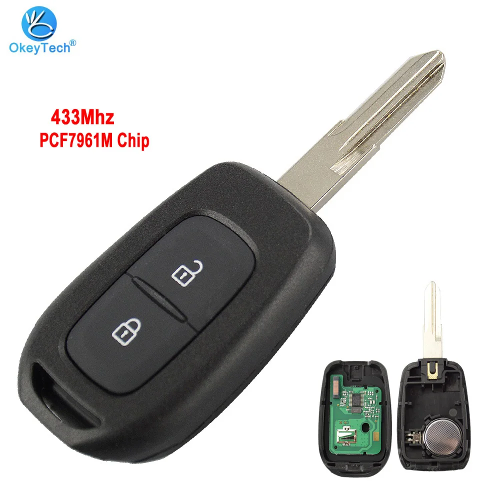 OkeyTech 2 кнопки FSK 433 МГц PCF7961M чип VAC102 Blade удаленный ключ оболочка для Renault Sandero Dacia Logan