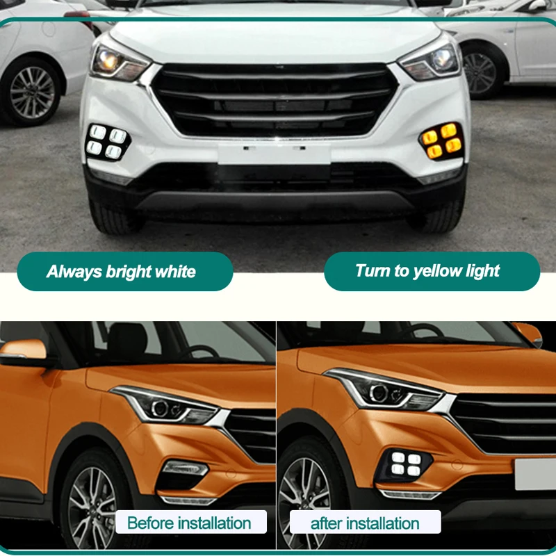 ROADOT 4 глаза DRL для hyundai Creta IX25 2017 2018 12 В светодиодный фонарь Южноамериканская версия