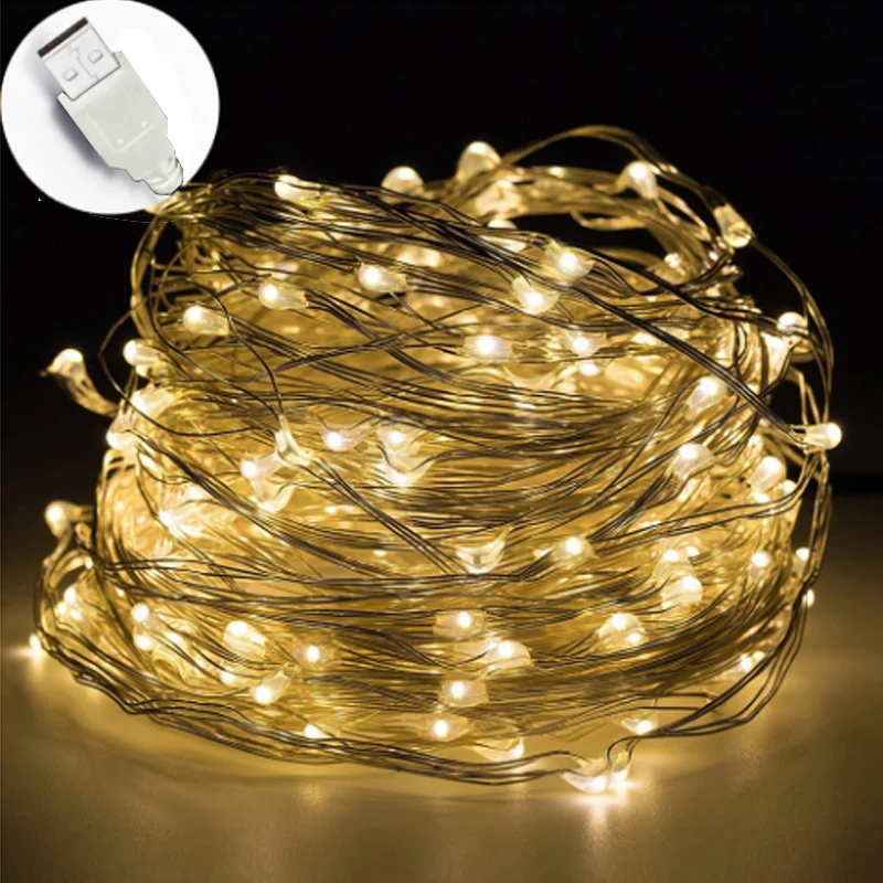 10 м USB светодиодный свет шнура водонепроницаемый медный провод Гирлянда праздник