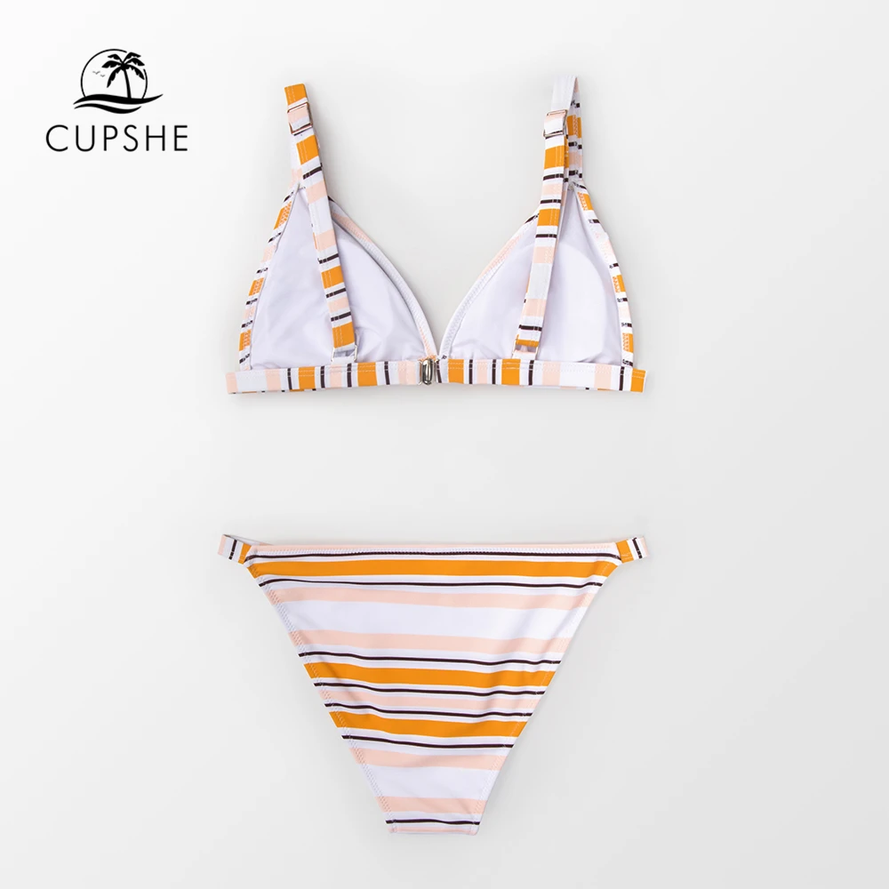 CUPSHE конфеты оранжевый в полоску треугольники женские комплекты бикини пикантные