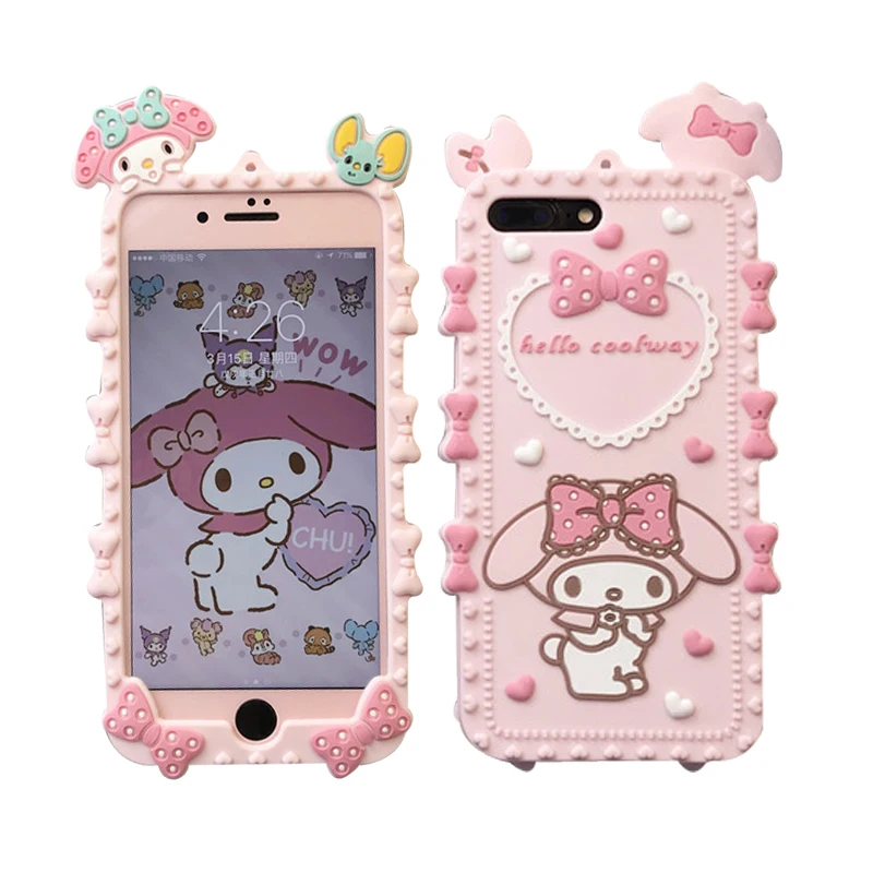 For iphone 7 7plus 3D Melody phone Cases Cover + PInk Tempered Glass Screen Protector for iPhone 8 8plus 6 6S 6sPlus straps |