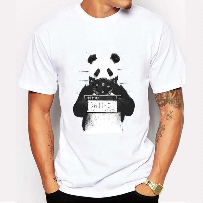 Плохая панда футболка с рисунком мужские 2017 Новая мода брендовая одежда Hispter