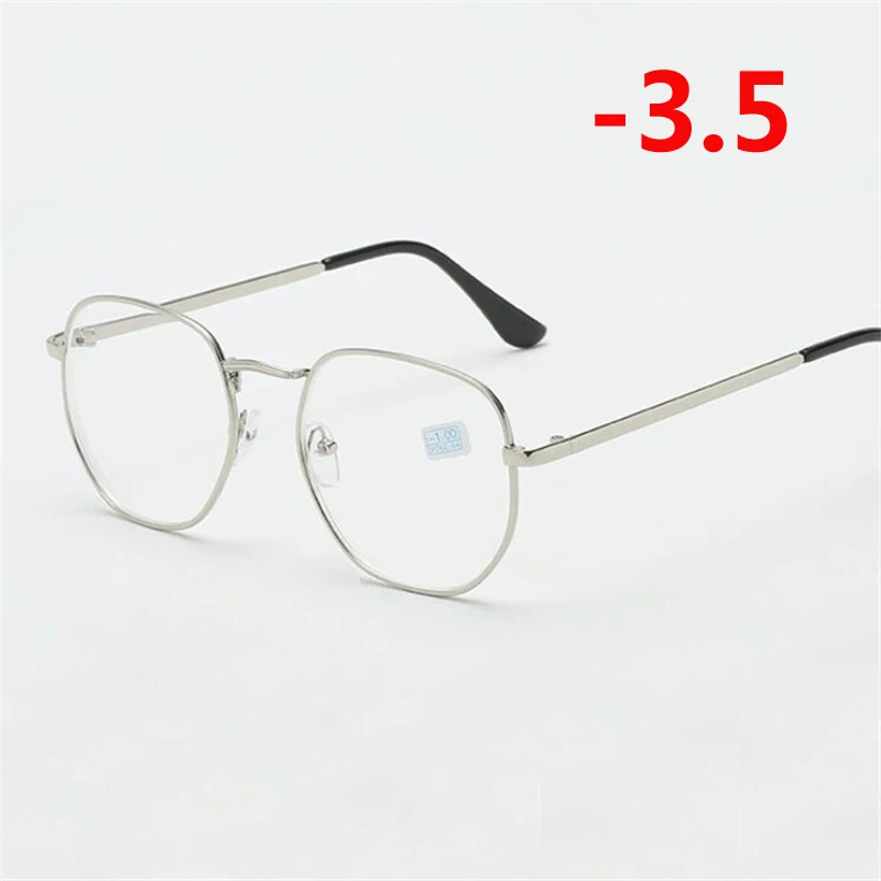 Myopia 350 1,0-1,5-2,0-6,0 студенческие очки для близорукости золотой и черный Оправа синяя пленка короткие очки для коррекции зрения очки по рецепту - Frame Color: Myopia 350