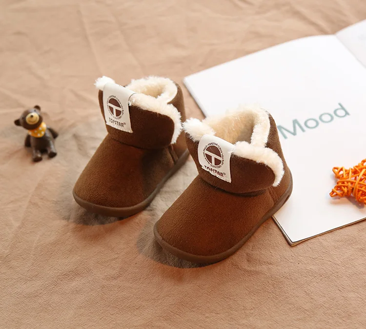 Winter new children's snow boots suede children's cotton shoes thick hair soft bottom baby cotton boots