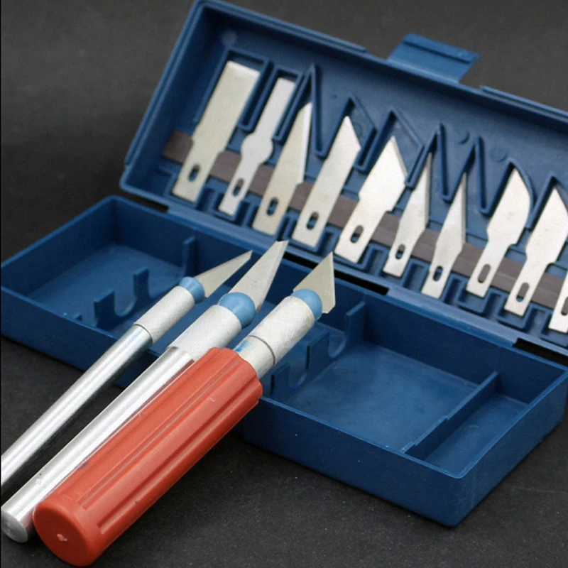 1 set Metal Handle Scalpel Blade Knife Wood Paper Cutter Craft Pen Engraving Cutting Supplies DIY 13 pieces of cutter head | Канцтовары