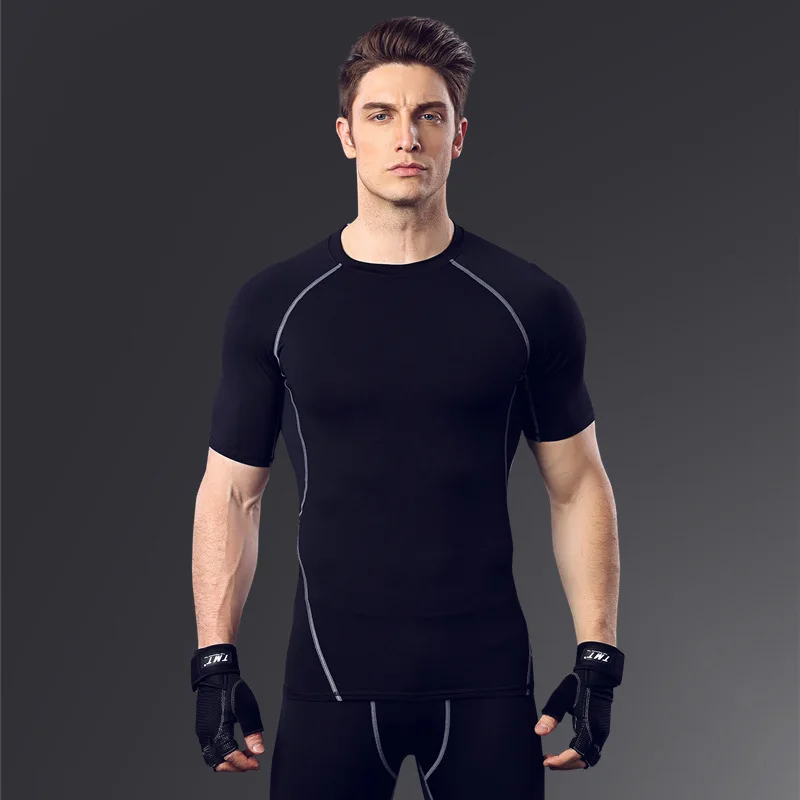 Fitness Shirt Men's Basketball Running Training Clothes Elastic Compression Quick Drying Sportswear Short Sleeve MA26 | Спорт и