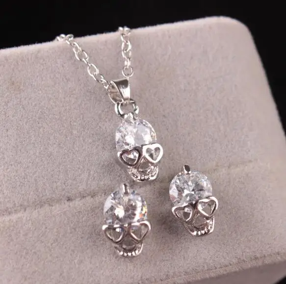 Женский комплект ювелирных изделий с черепом/скелетом сережки и ожерелье