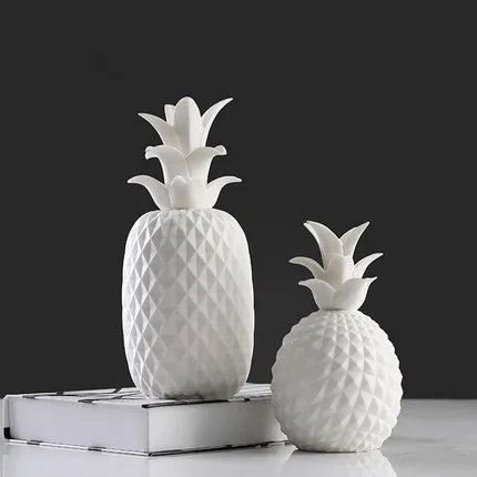 2 pcs lot porcelain pineapple ornaments simple creative white ceramic fruit home decoration | Дом и сад