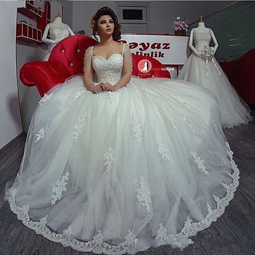 Boho Vestido De Noiva Muslim Wedding Dresses Ball Gown Sweetheart Tulle Lace Plus Size Dubai Arabic Bridal | Свадьбы и торжества
