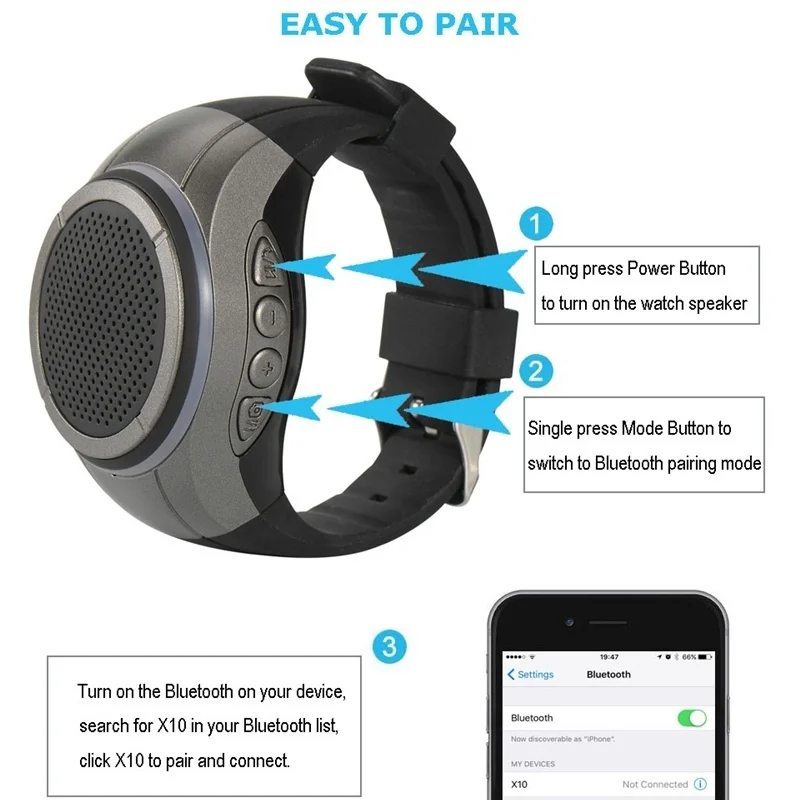10 часов Беспроводная fm колонка Портативный наручные с Bluetooth Динамик мини Hi Fi