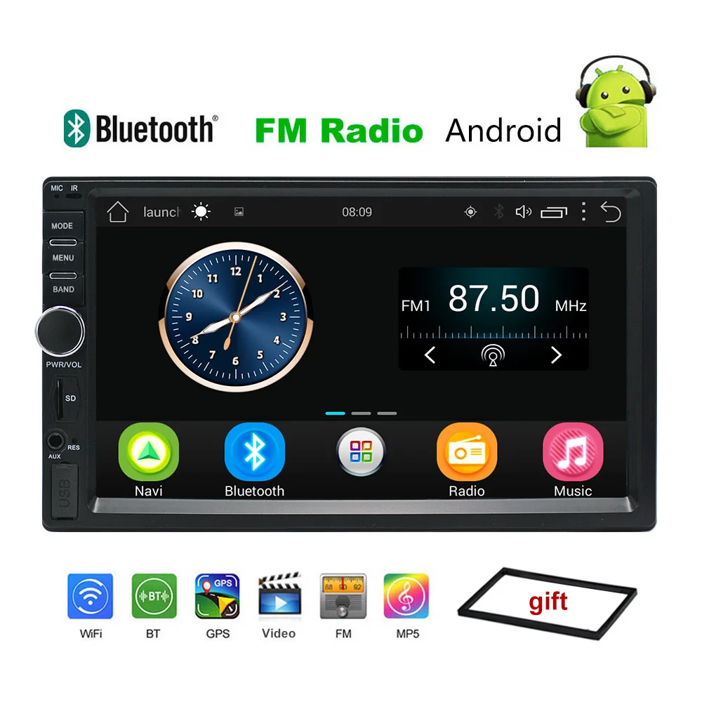 Авто Android 7 &quotавтомобильный Радио gps навигация 2din сенсорный экран 1024x600