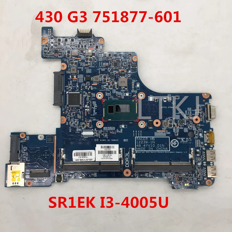 Для Probook 430 G1 Материнская плата ноутбука 751877-001 753626-601 12239-1N 48.4YV10.01N с SR1EK I3-4005U