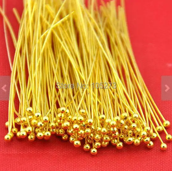 200 шт Позолоченные Латунные булавки с шариковой головкой 40 мм-технические