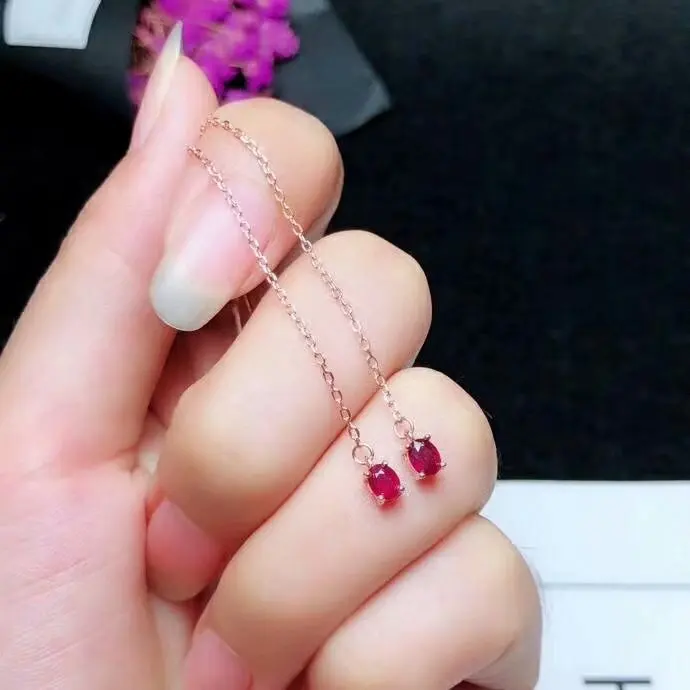 

Серьги-подвески shilovem из 925 натурального рубина, Изящные Ювелирные изделия по линии 3*4 мм, модные женские растения для вечеринки, новинка 2018, п...