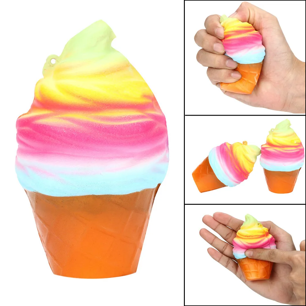 Kawaii Squishy 10 см Радужный конус для мороженого медленно поднимающийся