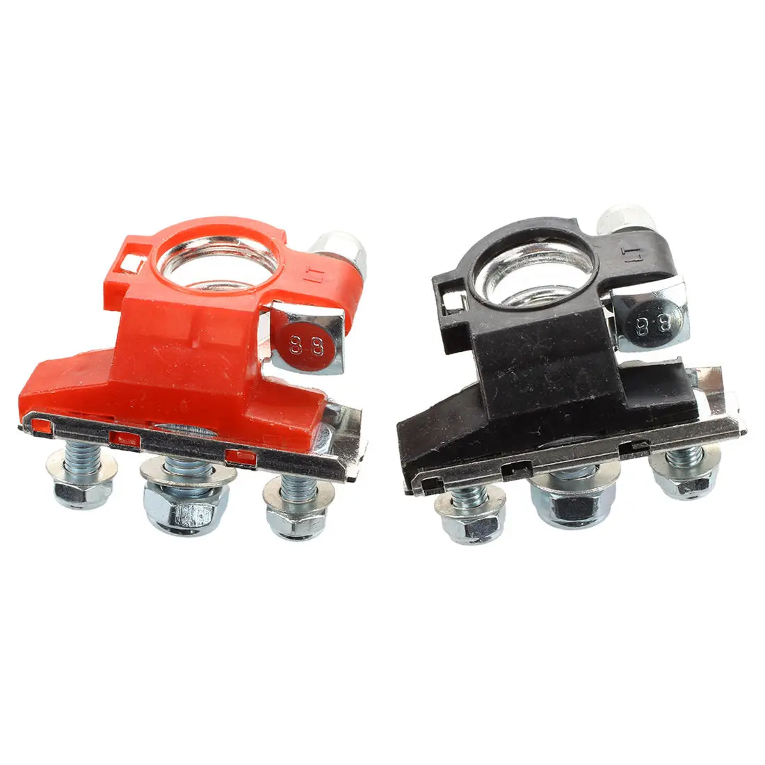 2 шт. автомобильные черные красные металлические зажимы клемм под углом 90