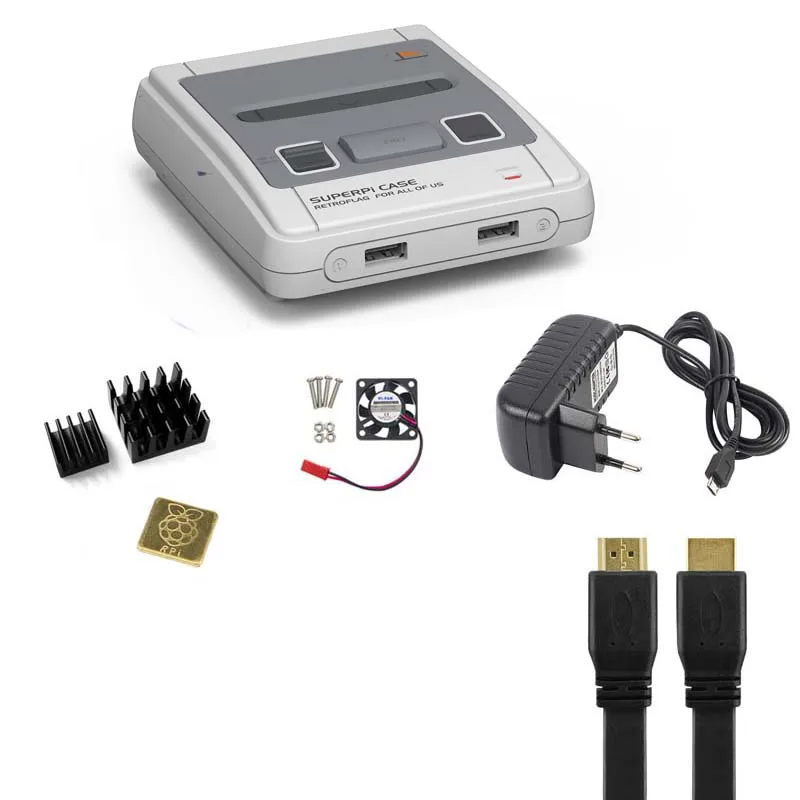 Retroflag SUPERPIE CASE-J пластиковая коробка для Raspberry Pi + 32 ГБ sd-карта 3A адаптер питания HDMI