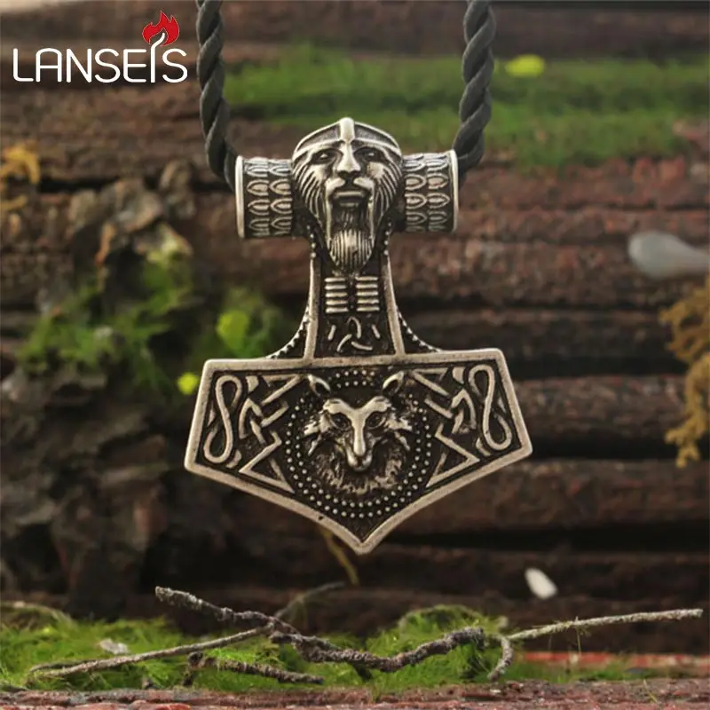 1 шт., ожерелье викинга лисы, молот Мьёльнир Тора, кулон Lge Odins Norse fox, мужской амулет, ювелирные изделия