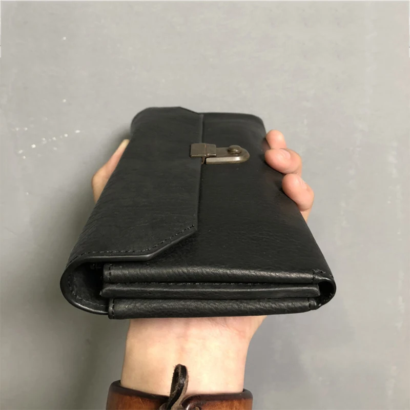 Замок Для мужчин кошелек из натуральной кожи ручной работы большой Ёмкость YKK