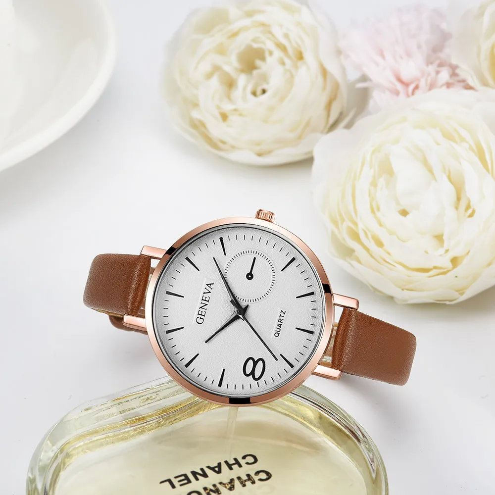 Модные женские кожаные повседневные часы креативный дизайн 8 одноглазая