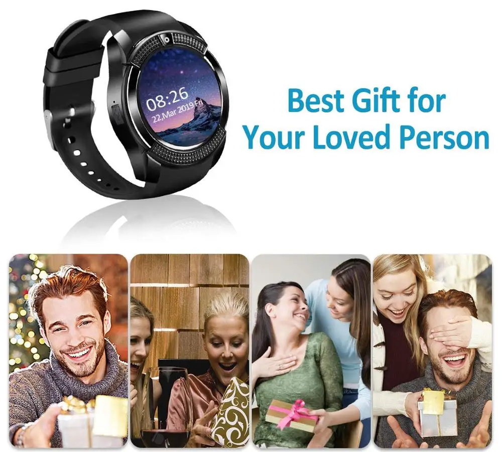 Умные часы умные для телефонов Android сенсорный экран с камерой Bluetooth телефон