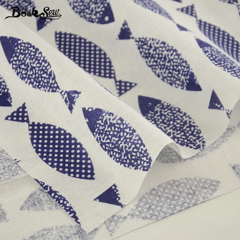 Booksew Home Textile Cotton Linen Fabric Fish Design Sewing Material Tissu Tablecloth Pillow Bag Curtain Cushion Zakka CM | Дом и сад
