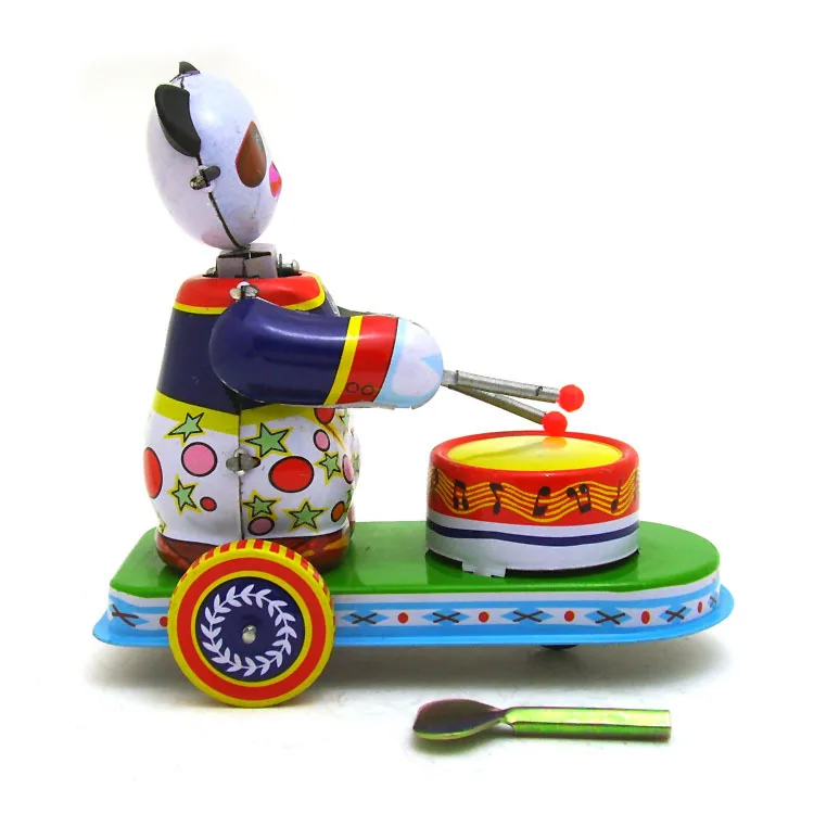 Retro Collection Tin toys mkd3 Children Metal Wind up Auto Car Models Robot Vehicles Handmade Iron Mechanical Panda Play Drum | Игрушки и