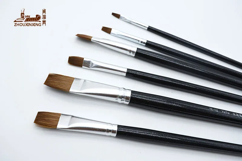 6 шт./компл. черная деревянная ручка для рисования акриловая кисть бесплатная