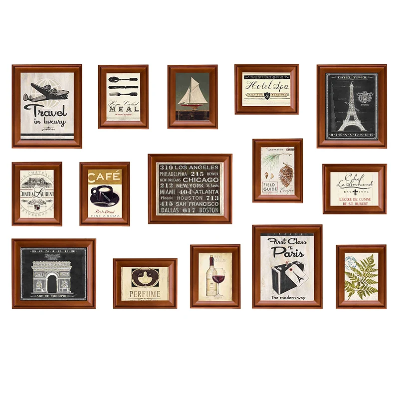 Классическая винтажная темная настенная фоторамка 15 шт. Прямоугольная Фоторамка