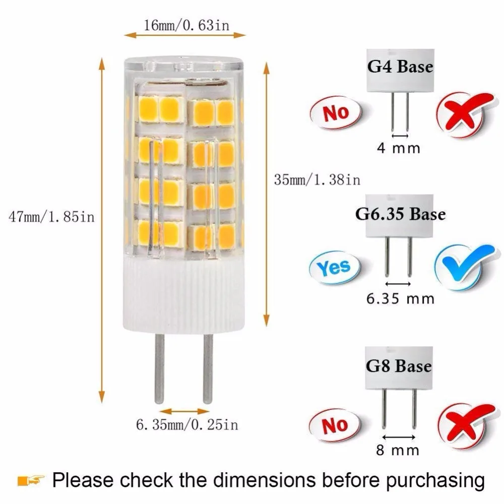 GY6.35 G6.35 светодиодный лампы Би контактный база 5W AC85V 240V теплый белый 2700 K 3000 G6.35/GY6.35 T4