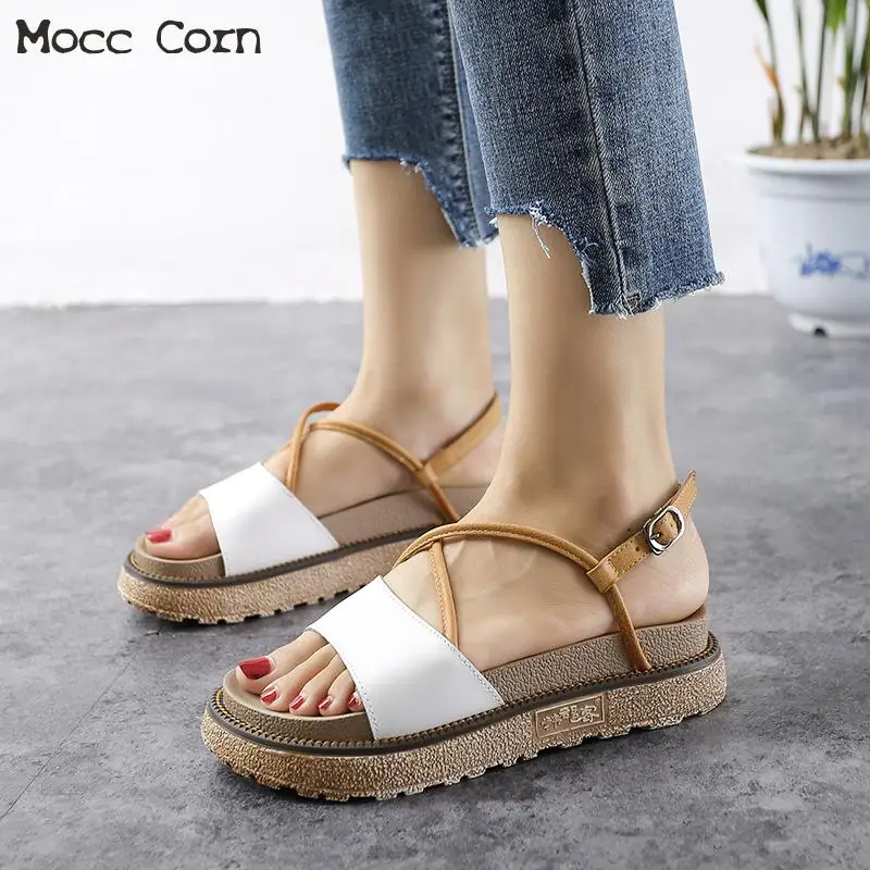 Mujer Sandalias женские сандалии на платформе летние туфли с открытым носком плоской