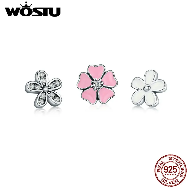 WOSTU Новое подлинное 925 пробы Серебряное поэтическое цветение Petites Charm Fit