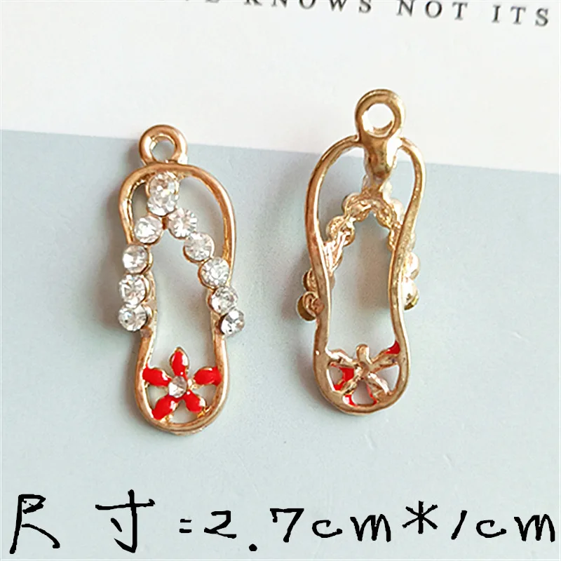 Эмалированные шлепанцы со стразами 10 шт./лот шармы сделай сам изготовление