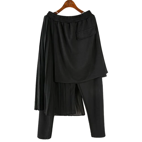 black ZLL4242 XITAO/Необычные кружевные женские брюки с эластичным поясом в стиле пэчворк, корейская мода, новинка, Летние Элегантные штаны-шаровары ZLL4242 - Цвет: black ZLL4242