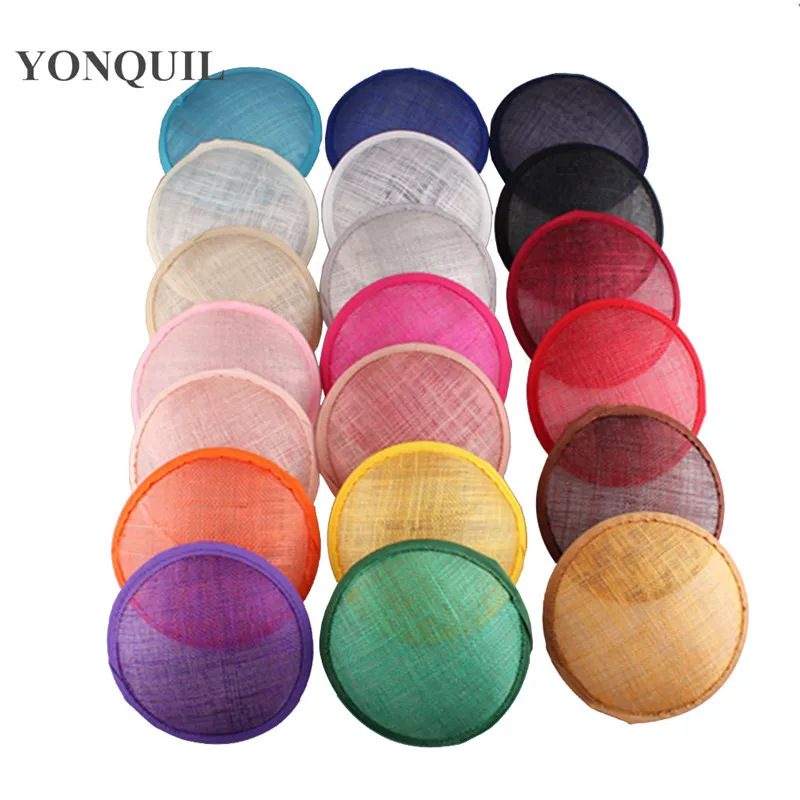 

13Cm Round Sinamay Fascinator Base Wedding DIY Millinery Base Cocktail Hats Material Party Hair Accessories 20Colors for Select