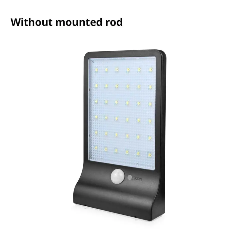 Without mounted Rod PIR датчик движения, солнечный уличный светильник, 36 светодиодов, открытый водонепроницаемый настенный светильник на солнечных батареях для двора, дорожки, сада, аварийный светильник ing - Испускаемый цвет: Without mounted Rod