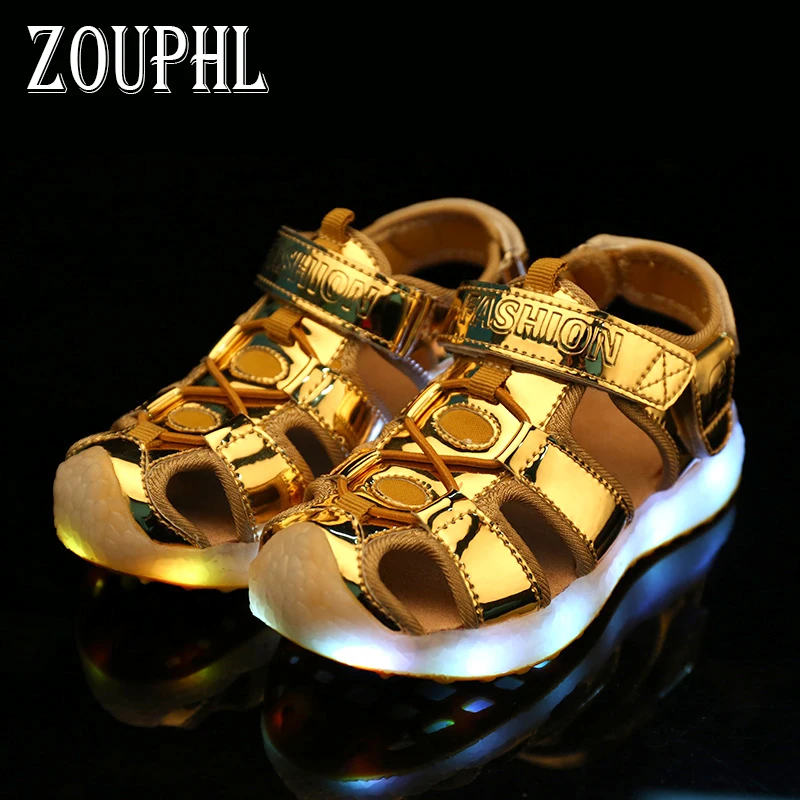 ZOUPHL Новый Светодиодный Обуви детей 2017 USB sandalet Летние Сандалии дети Девушки Пляж