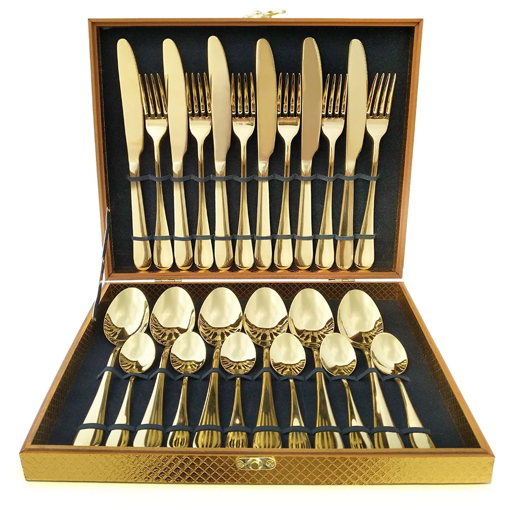 Gold Dinnerware Set Top Quality Stainless Steel Teaspoon Cutlery Drop Shipping Dishes Sets | Дом и сад