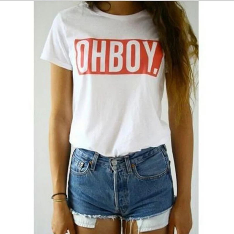 Женская футболка с принтом OHBOY новые модные летние стильные футболки хлопковая