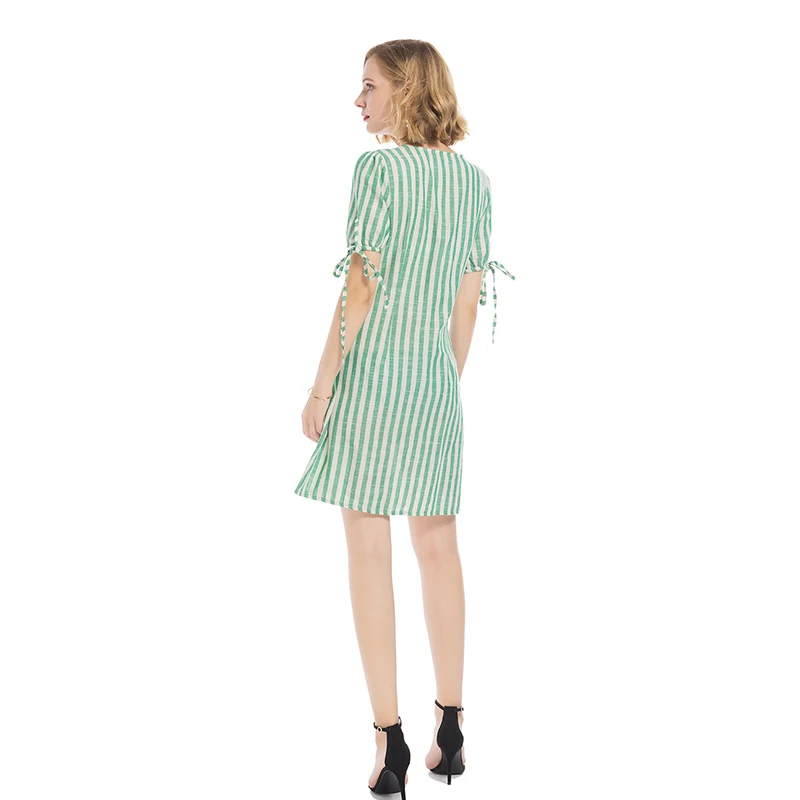 Элегантное женское платье летнее с коротким рукавом и v образным вырезом