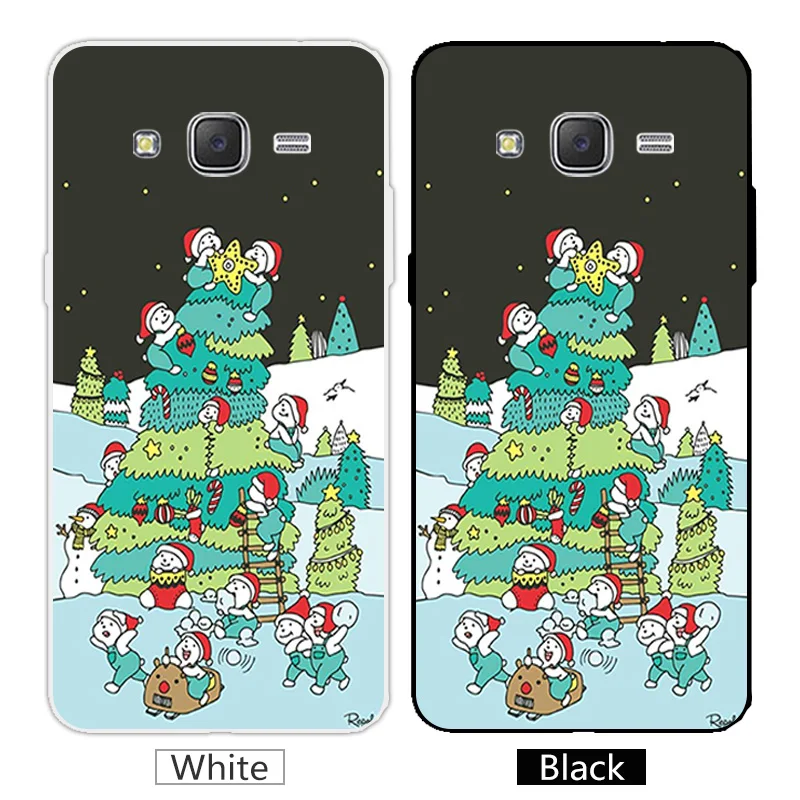 Silicone Case for Samsung Galaxy Grand Prime G530 Clear TPU For Black Back Matte Merry Christmas Cover |