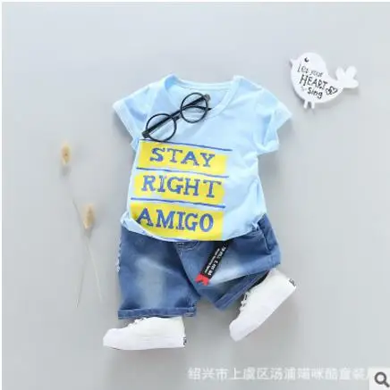 2018 summer new boy suit 0-4 years old children's cartoon Korean cotton explosion models two-piece |