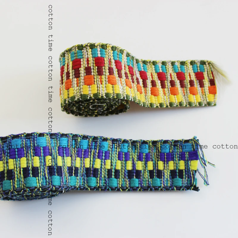 

4yards/lot Ethnic Woven Trim Webbing Thick Ribbons Lace Double side use fabric band boho accessories gypsy bag straps