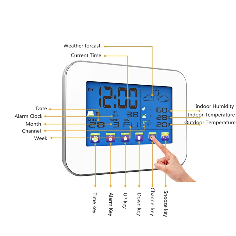 Беспроводная метеостанция Крытый Открытый Цифровой термометр гигрометр lcd сенсорный экран Измеритель температуры и влажности с датчиком