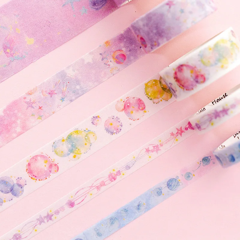 5 шт./компл. Блестящая Бумага васи лента для маскировки клейкая наклейки